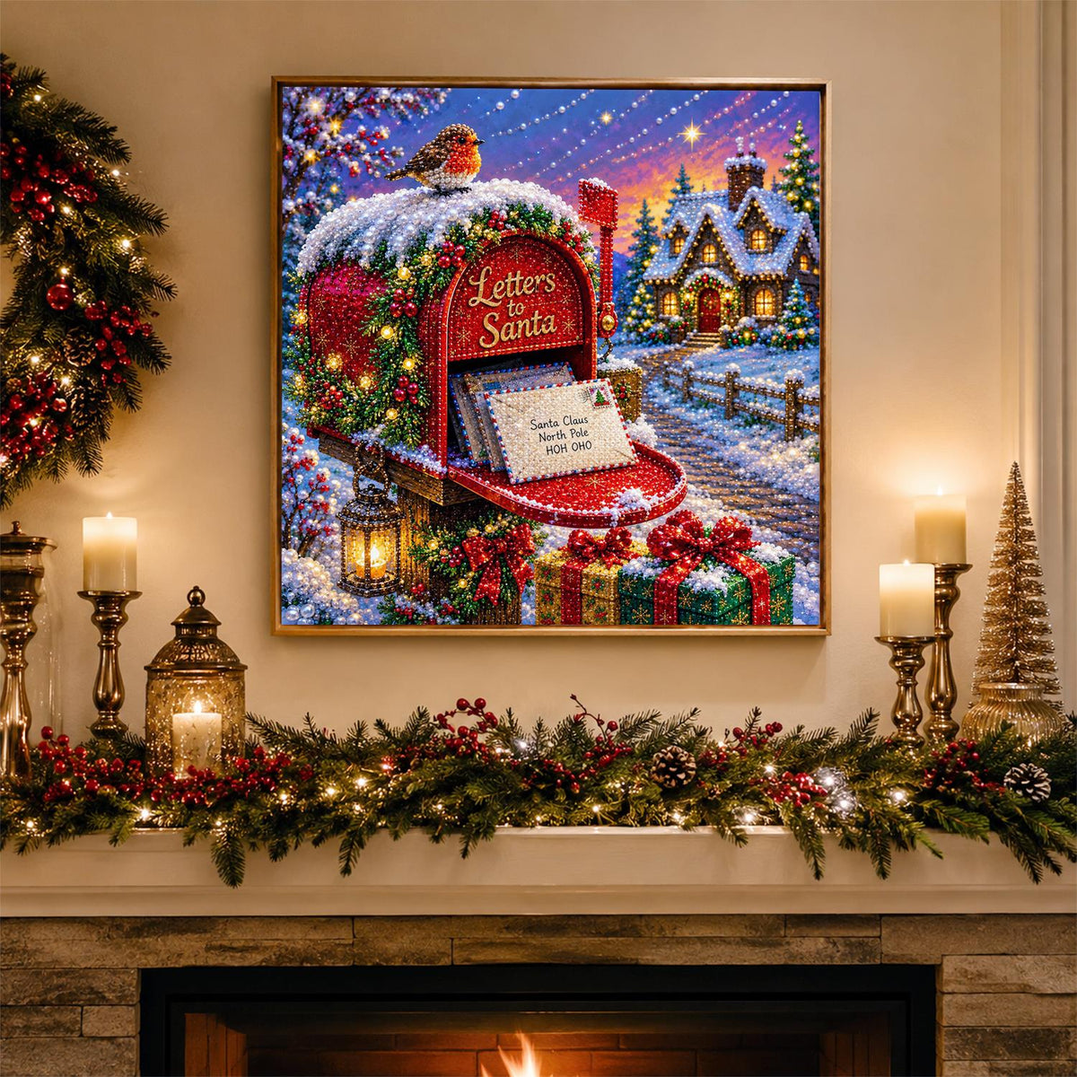 Robin on Santa's Mailbox pearl painting – image 3