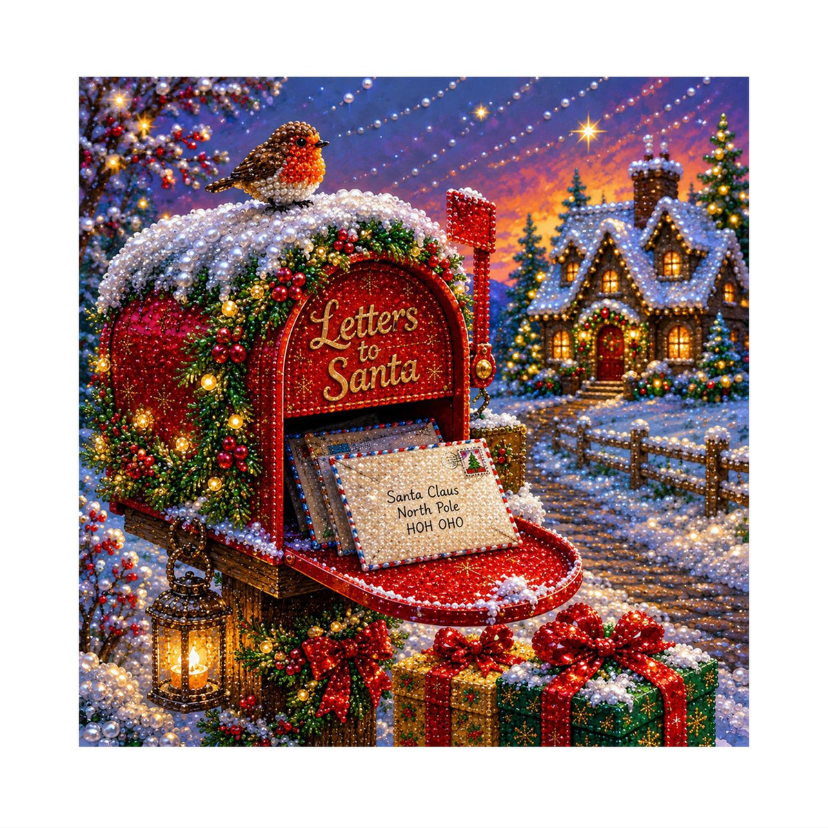 Robin on Santa's Mailbox pearl painting – image 11