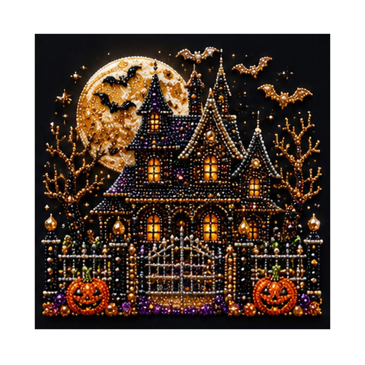 Gated Manor Beneath a Gold Moon pearl painting – image 11