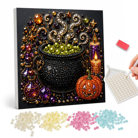Halloween Jeweled Cauldron Pearl Painting Kit pearl painting – image 1