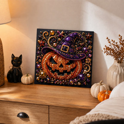 Glittering Jack-O'-Lantern Witch pearl painting – image 2