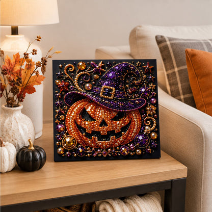Glittering Jack-O'-Lantern Witch pearl painting – image 4