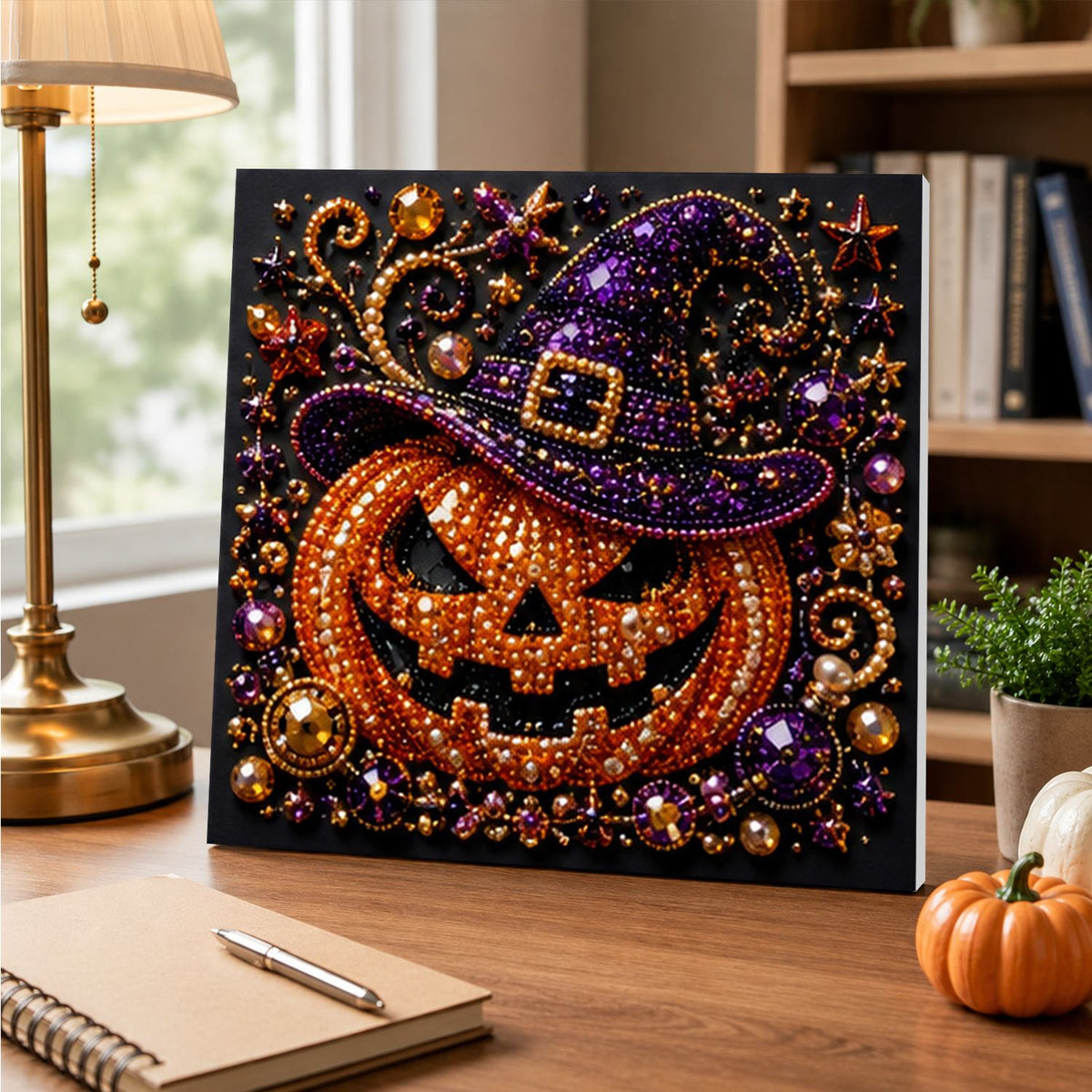 Glittering Jack-O'-Lantern Witch pearl painting – image 5