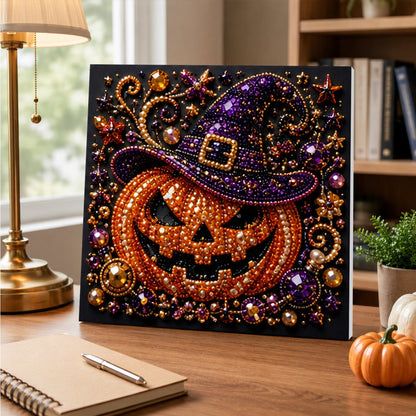 Glittering Jack-O'-Lantern Witch pearl painting – image 5
