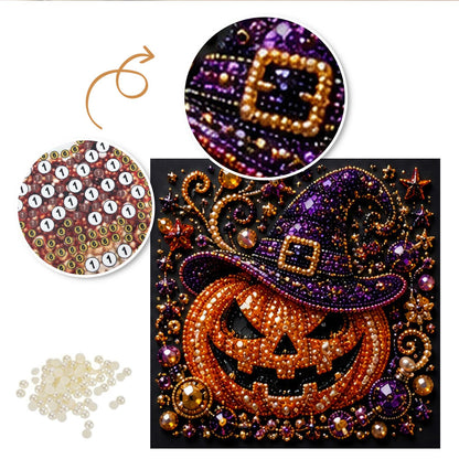 Glittering Jack-O'-Lantern Witch pearl painting – image 6