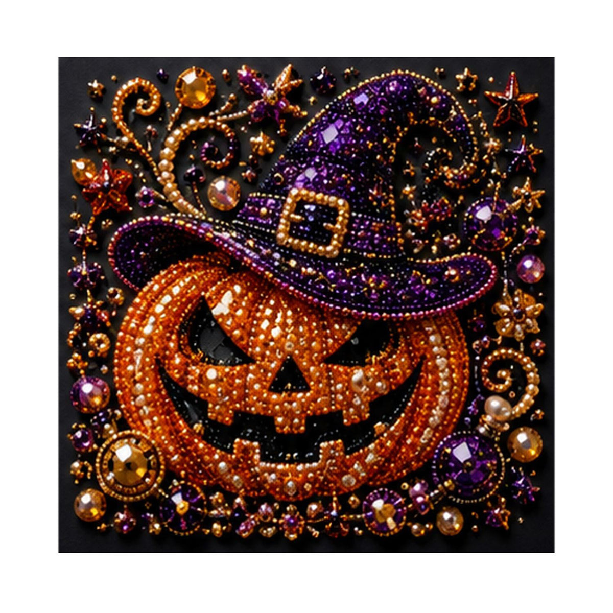 Glittering Jack-O'-Lantern Witch pearl painting – image 11