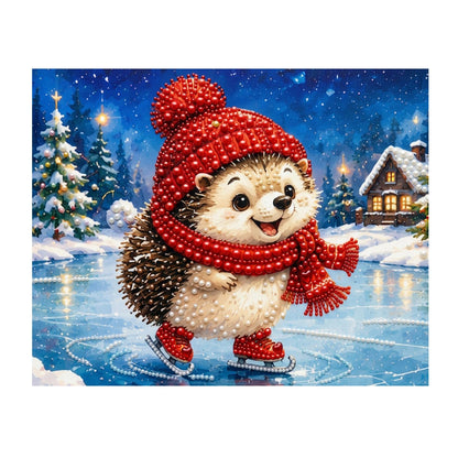 Hedgehog on the Frozen Pond pearl painting – image 11