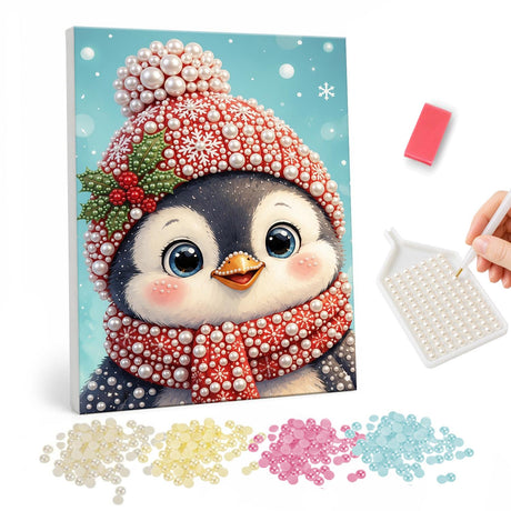 Christmas Penguin pearl painting – image 1