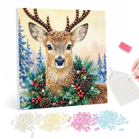 Christmas Fawn pearl painting – image 1
