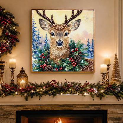 Stag in Holly and Pinecones pearl painting – image 3
