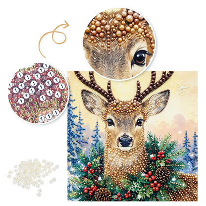 Stag in Holly and Pinecones pearl painting – image 6