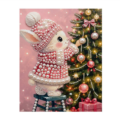 Bunny Trimming the Tree in Pink pearl painting – image 11