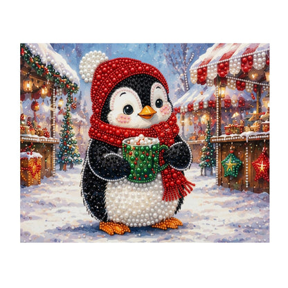 Penguin at the Holiday Market pearl painting – image 11