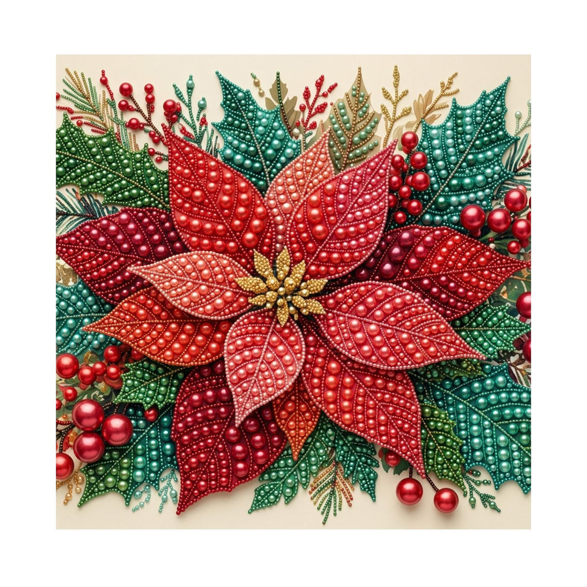 Ruby Poinsettia Bloom pearl painting – image 11