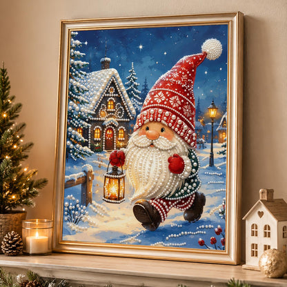 Knit-Cap Santa with Lantern pearl painting – image 4