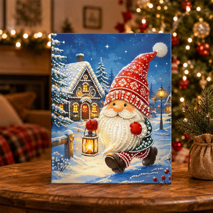 Knit-Cap Santa with Lantern pearl painting – image 5