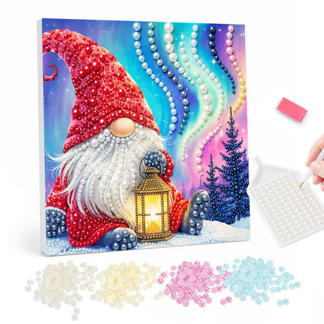 Christmas Gnome and Tree pearl painting – image 1