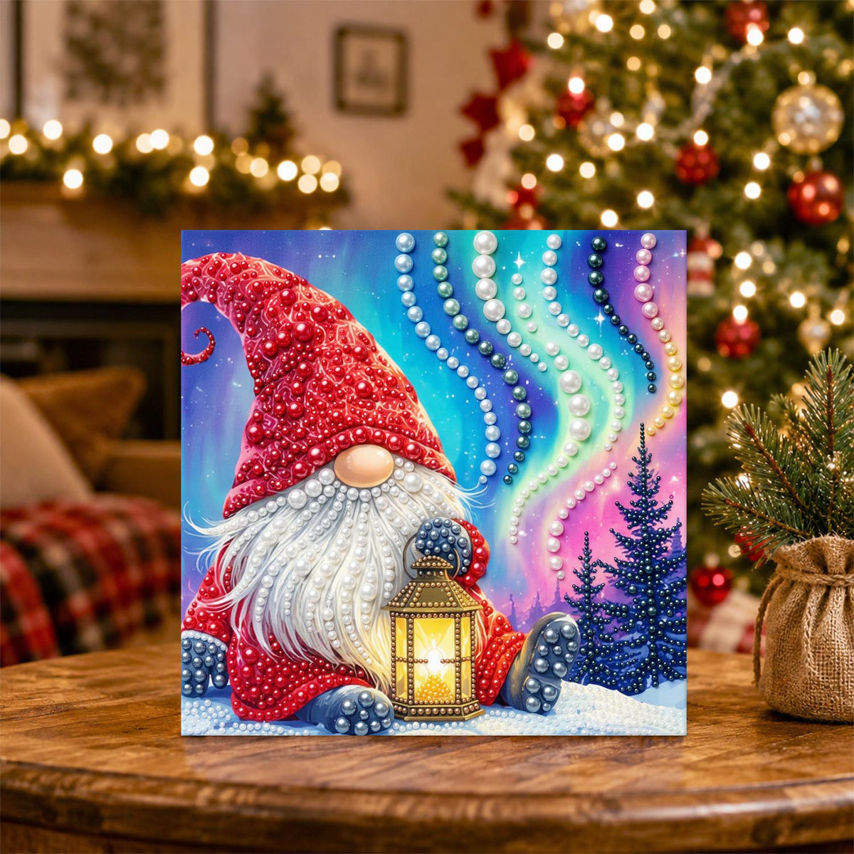 Gnome Beneath the Northern Lights pearl painting – image 5