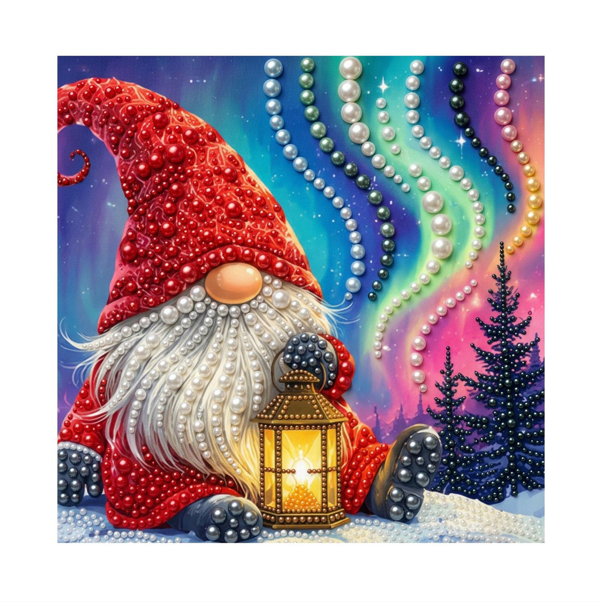 Gnome Beneath the Northern Lights pearl painting – image 11