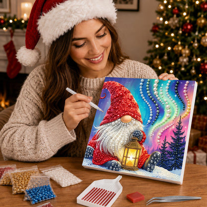 Gnome Beneath the Northern Lights pearl painting – image 16