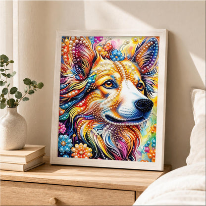 Swirling Rainbow Corgi pearl painting – image 2