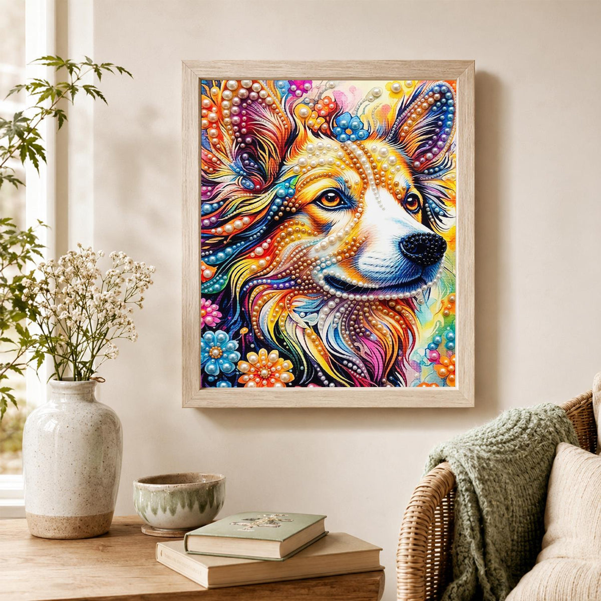 Swirling Rainbow Corgi pearl painting – image 4