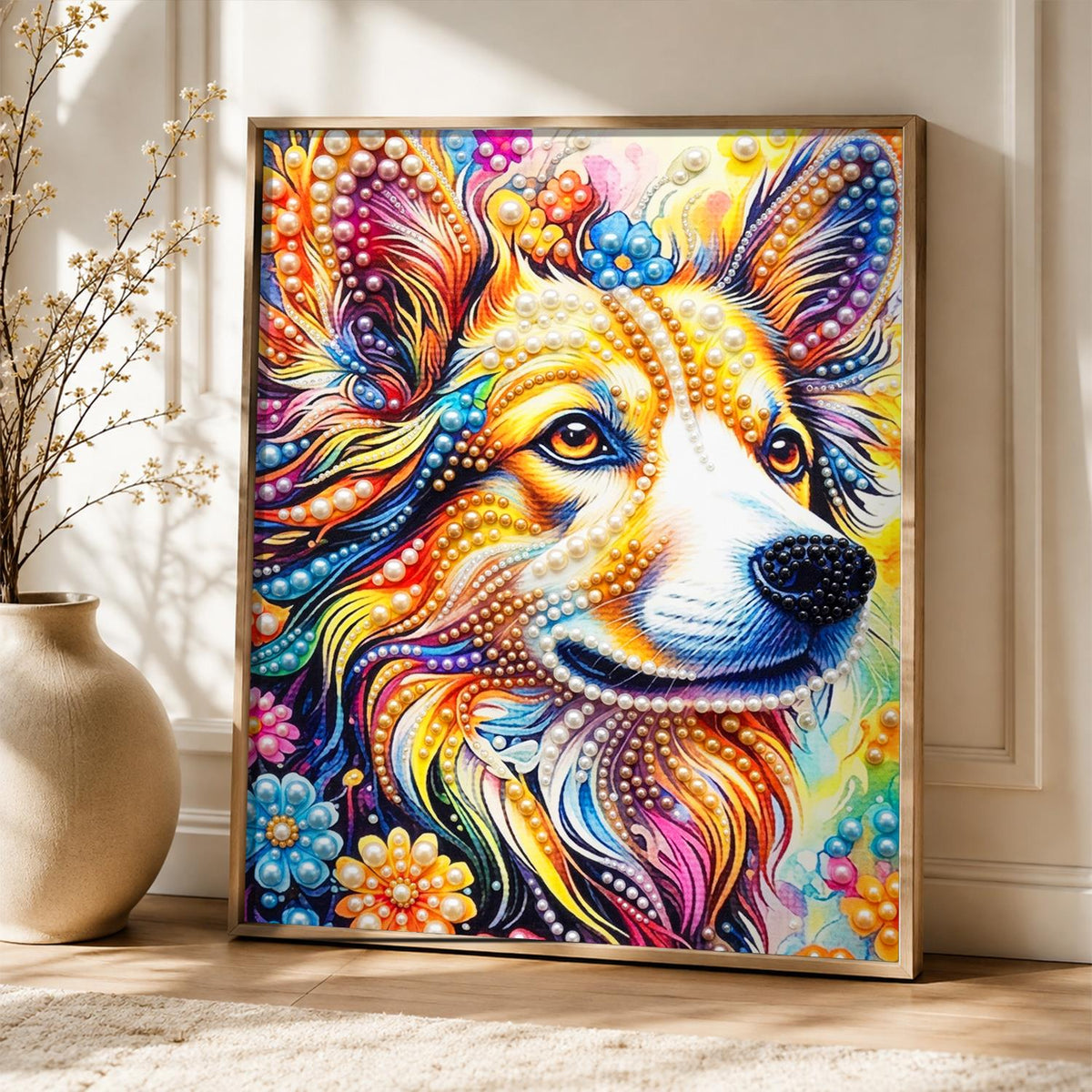 Swirling Rainbow Corgi pearl painting – image 5