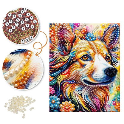 Swirling Rainbow Corgi pearl painting – image 6