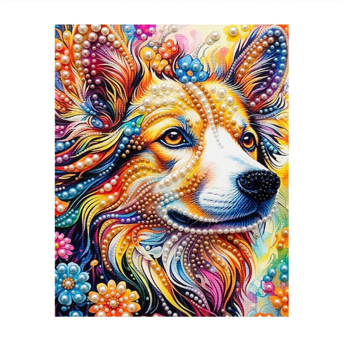 Swirling Rainbow Corgi pearl painting – image 11