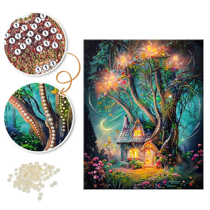 Cottage Under the Great Tree pearl painting – image 6