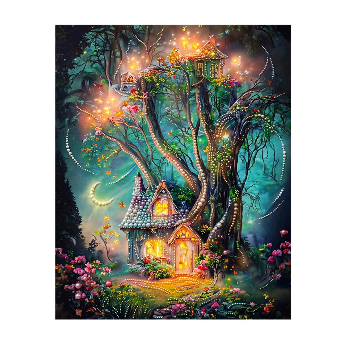 Cottage Under the Great Tree pearl painting – image 11