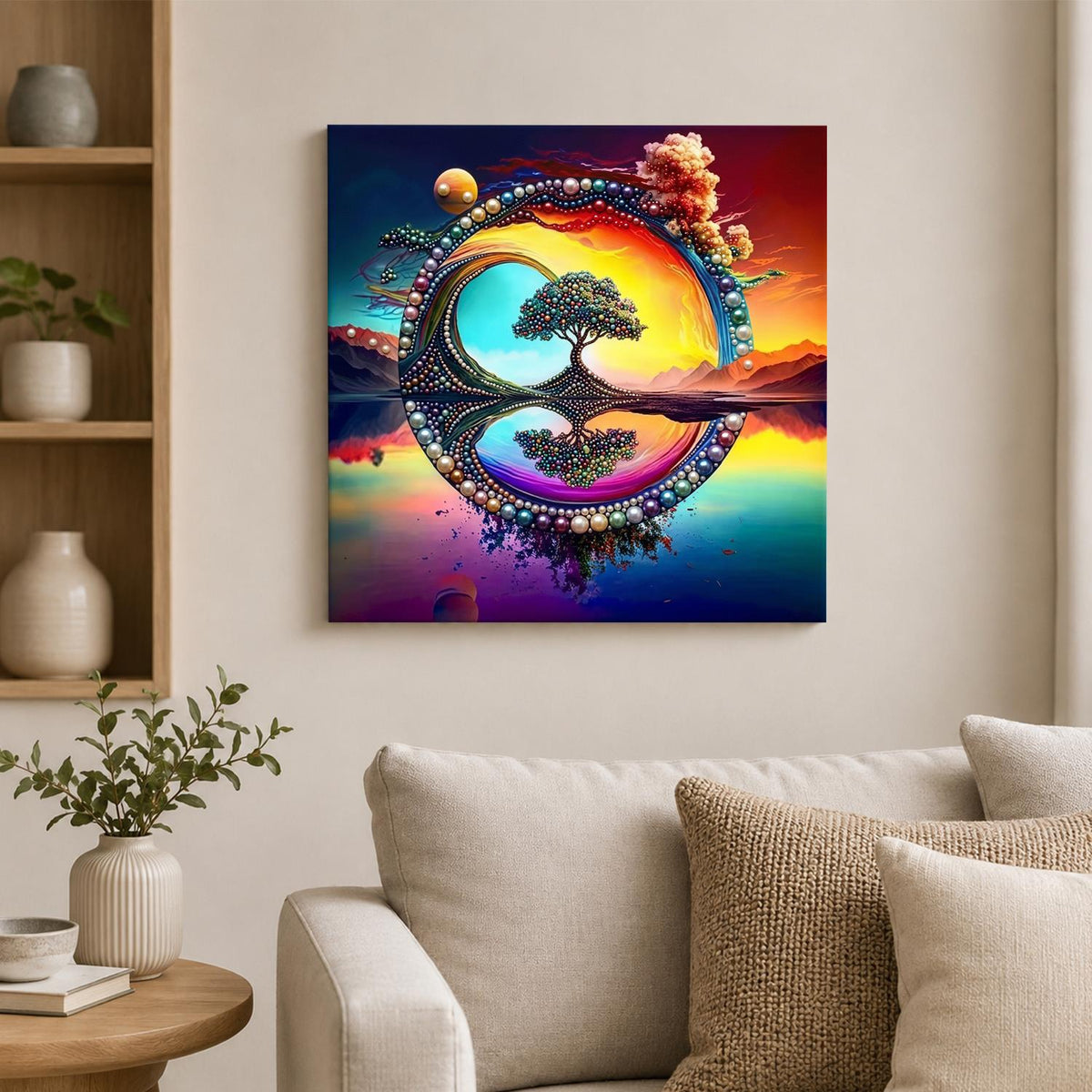 Tree in the Sunset Ring pearl painting – image 2