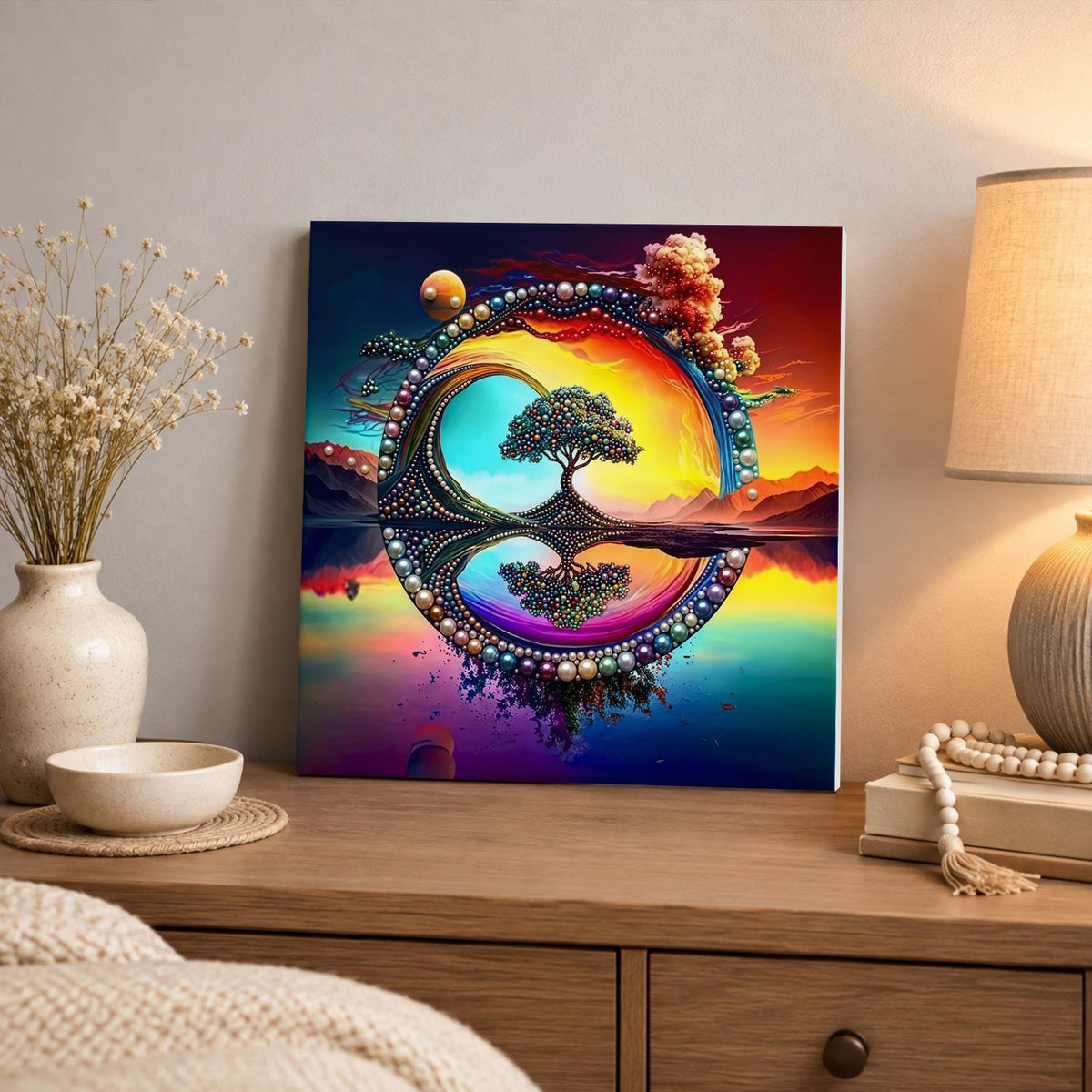 Tree in the Sunset Ring pearl painting – image 3