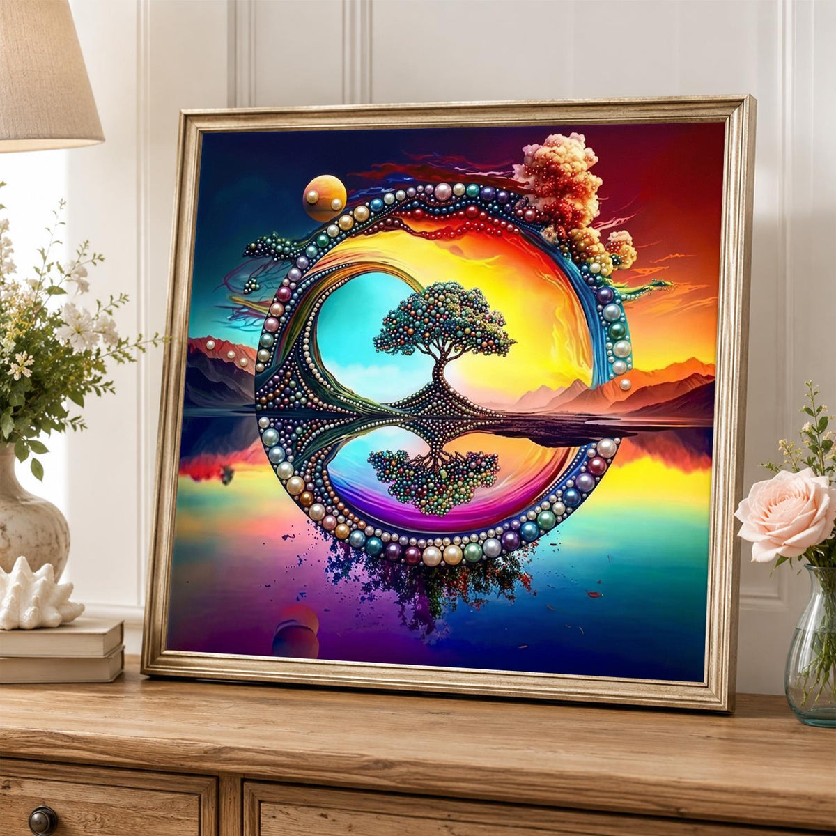 Tree in the Sunset Ring pearl painting – image 5