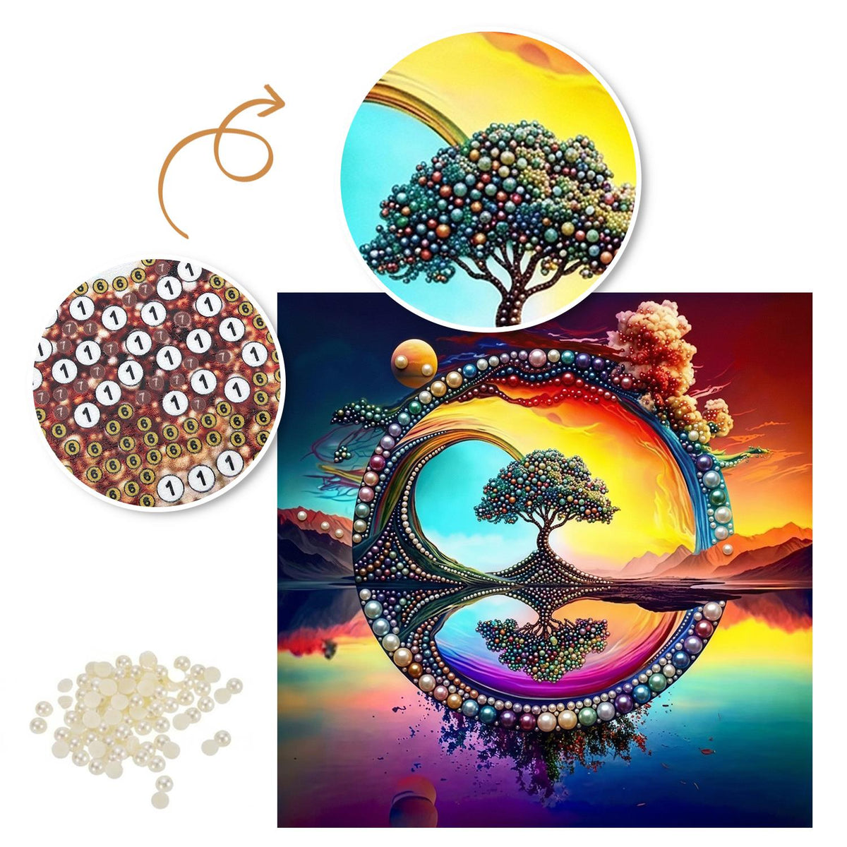 Tree in the Sunset Ring pearl painting – image 6