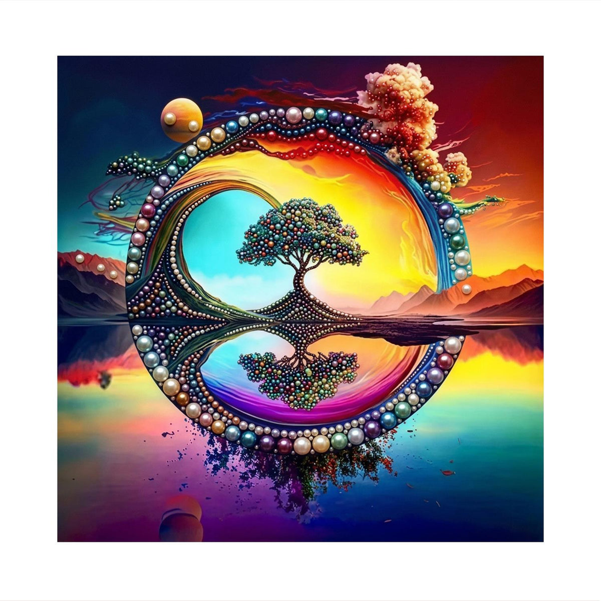 Tree in the Sunset Ring pearl painting – image 11