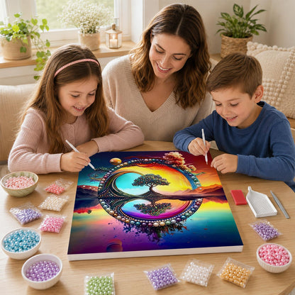 Tree in the Sunset Ring pearl painting – image 15