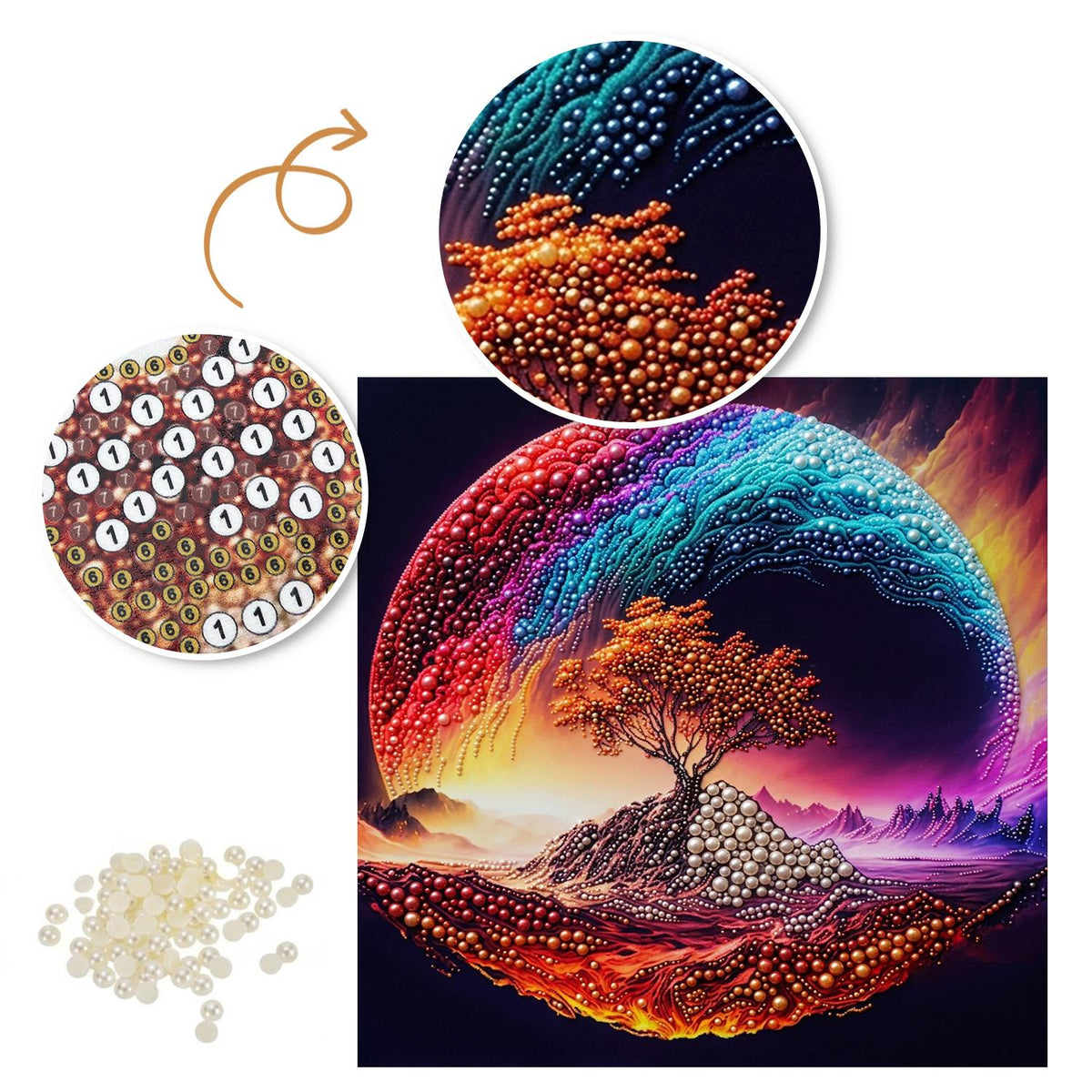 Lone Tree in a Rainbow Swirl pearl painting – image 6