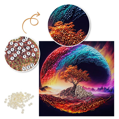 Lone Tree in a Rainbow Swirl pearl painting – image 6