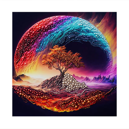 Lone Tree in a Rainbow Swirl pearl painting – image 11