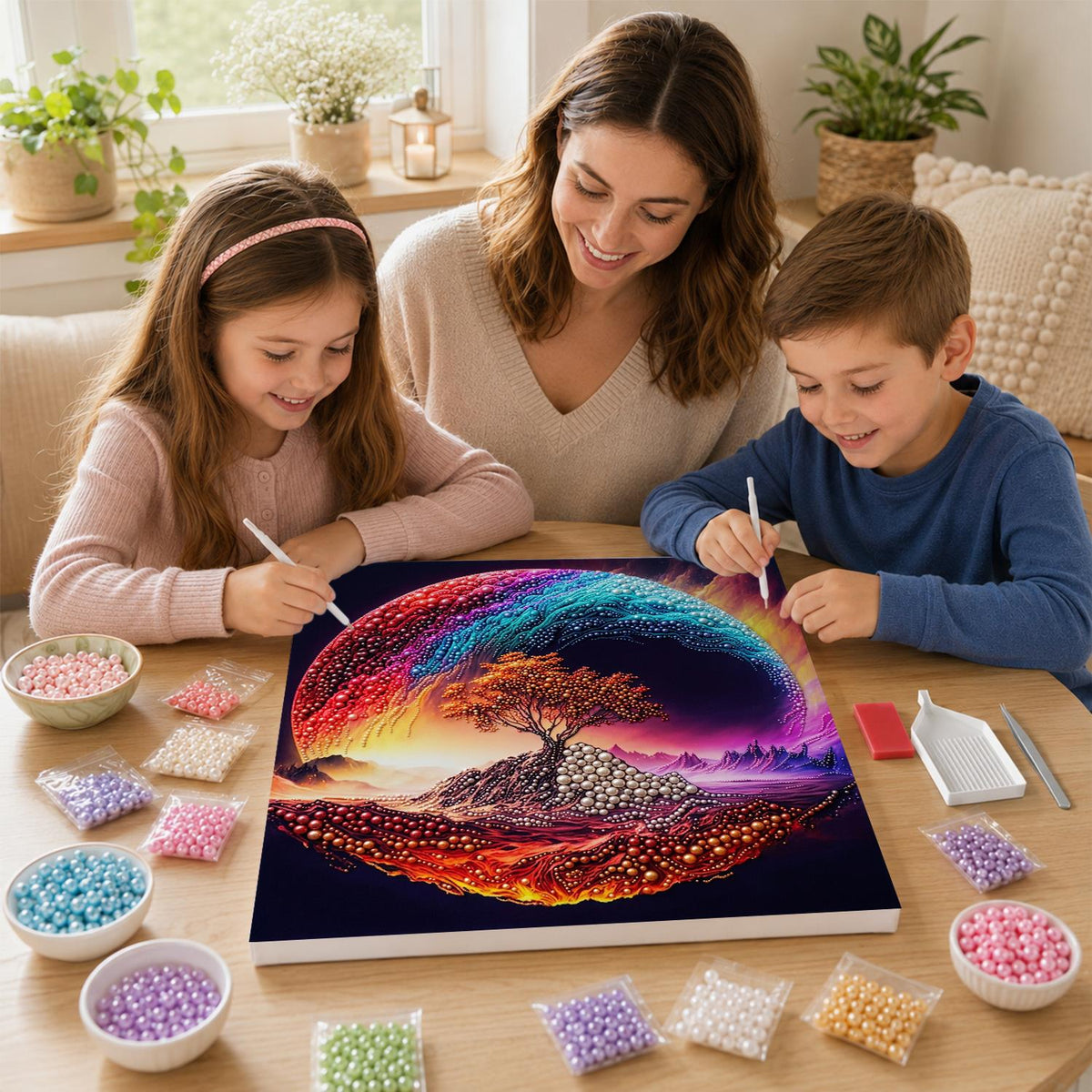 Lone Tree in a Rainbow Swirl pearl painting – image 15