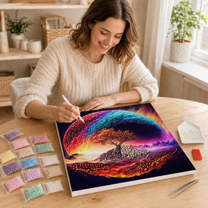 Lone Tree in a Rainbow Swirl pearl painting – image 16