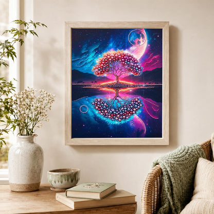 Ruby Tree Mirrored at Night pearl painting – image 4