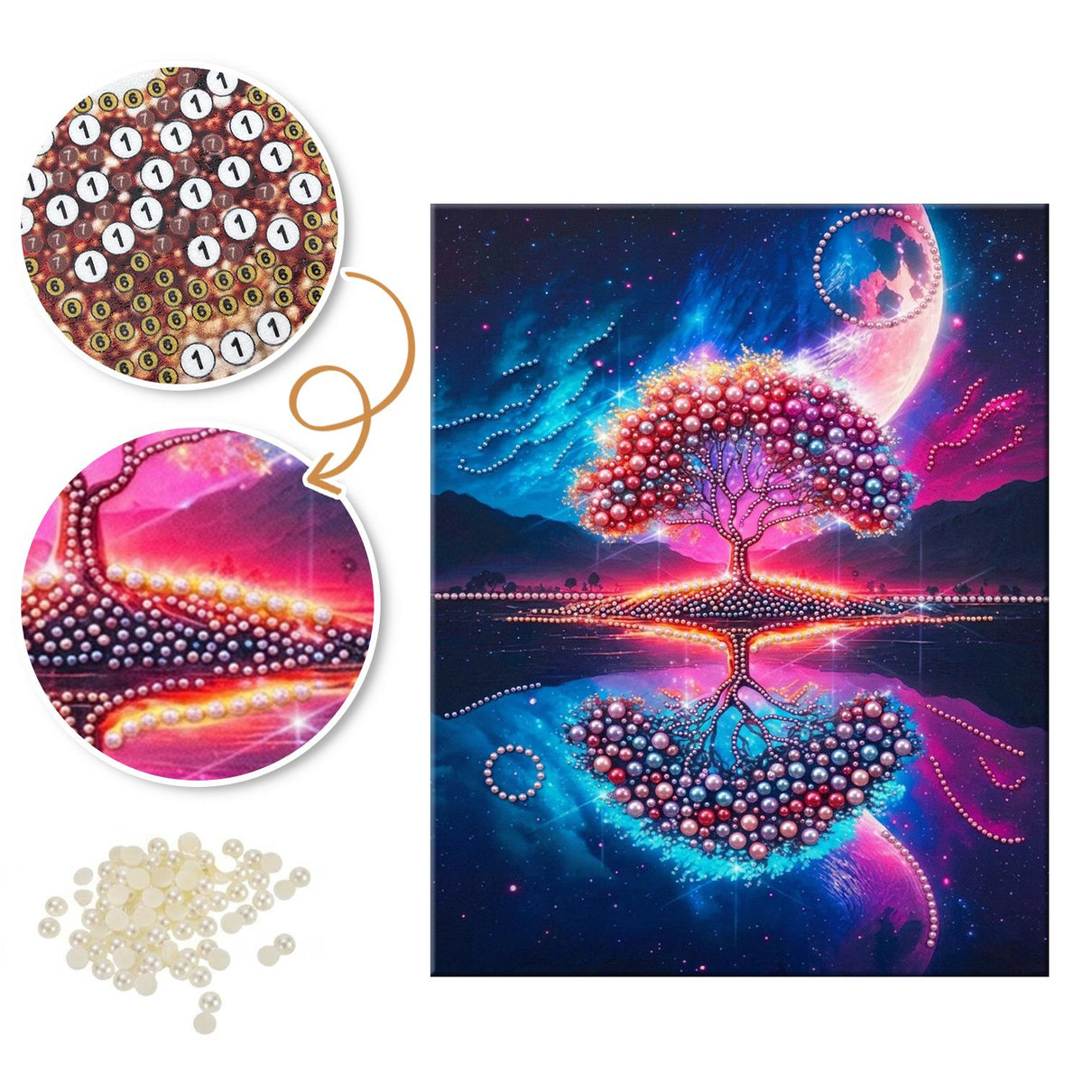 Ruby Tree Mirrored at Night pearl painting – image 6