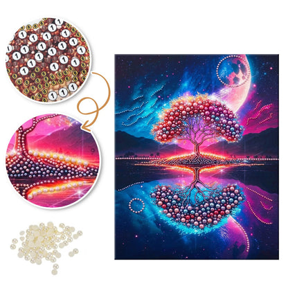 Ruby Tree Mirrored at Night pearl painting – image 6