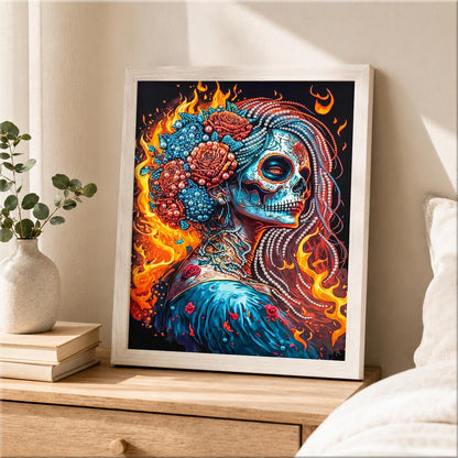 Fire-Wreathed Catrina pearl painting – image 2