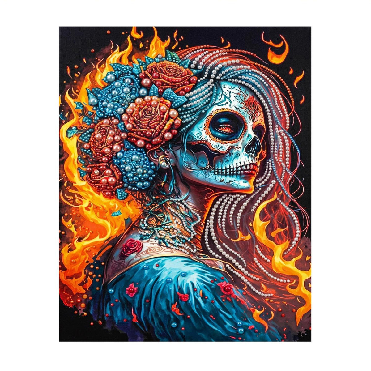 Fire-Wreathed Catrina pearl painting – image 11