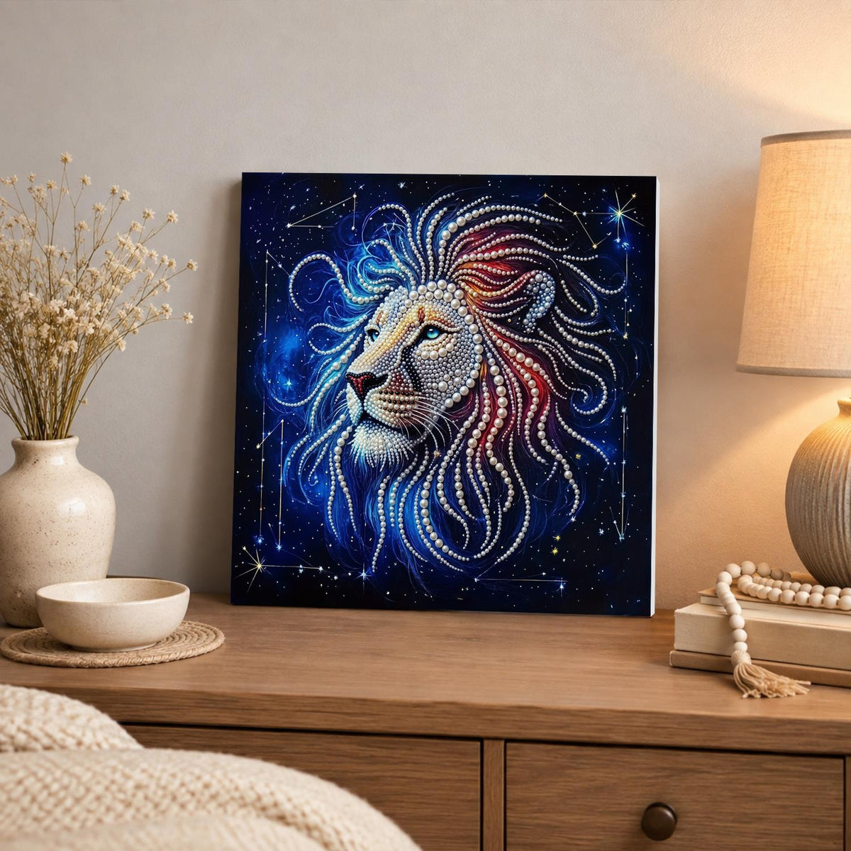Starlit Lion Constellation pearl painting – image 3