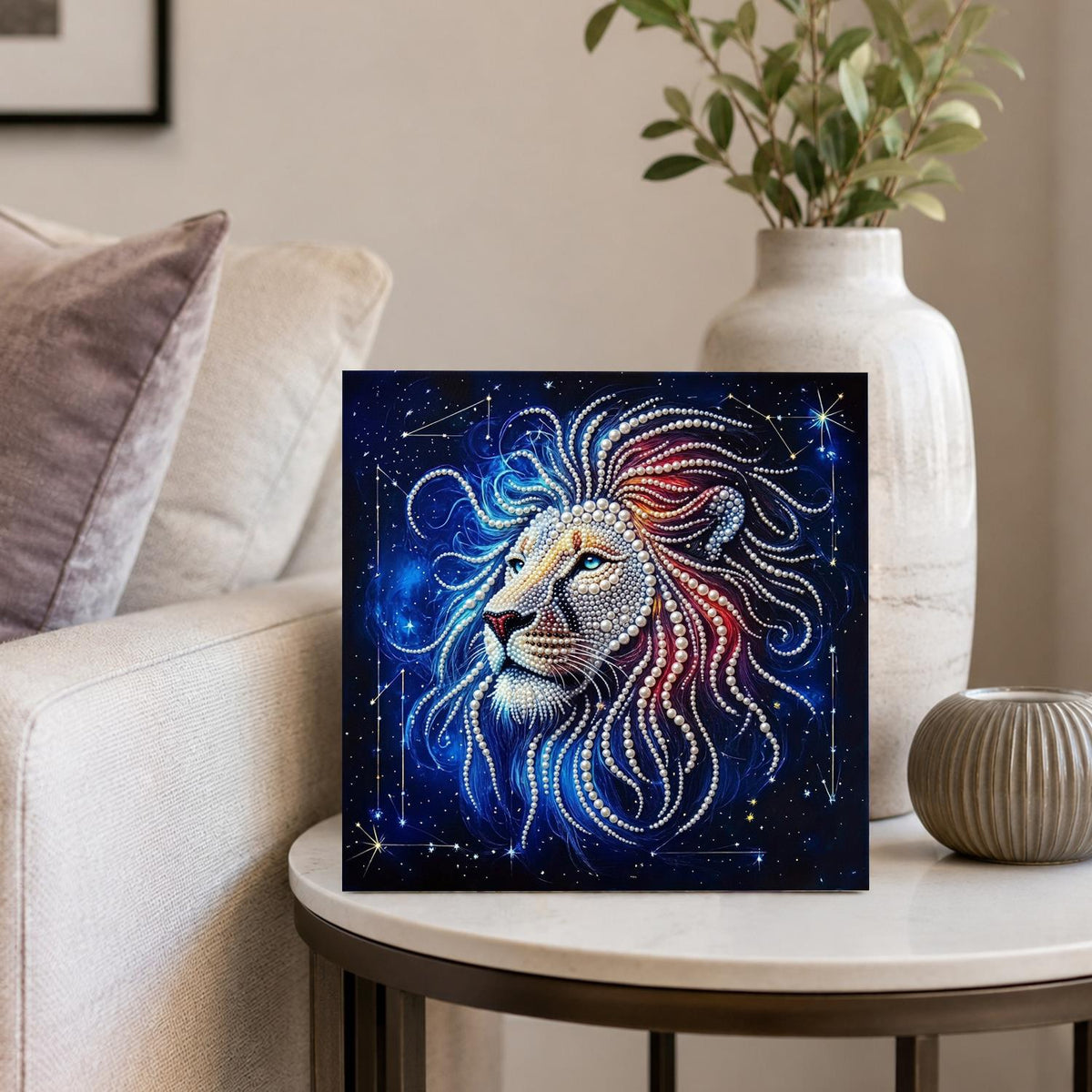 Starlit Lion Constellation pearl painting – image 4