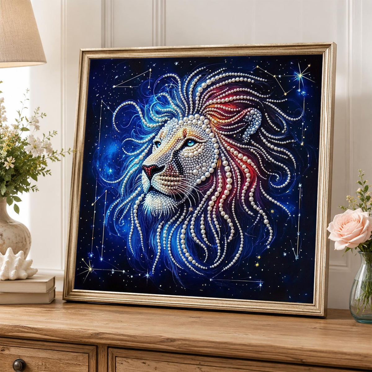 Starlit Lion Constellation pearl painting – image 5